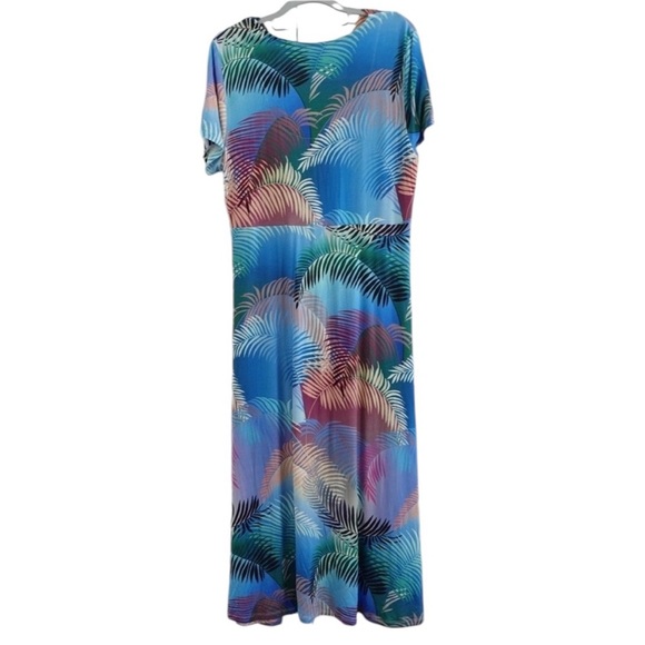 NWT Soft Surroundings Anya MIDI Dress V-Neck Palm Tropical Multicolor Sz M - Picture 6 of 10